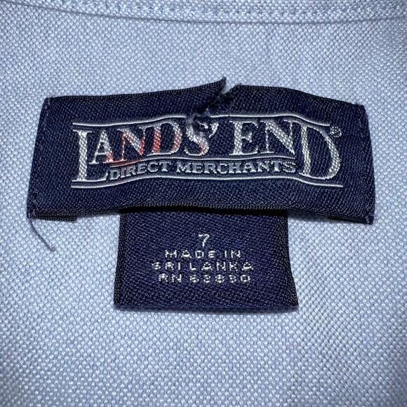 Lands End Boys Dress Shirt Button Down Collared Long Sleeve Blue Size 7 - Picture 5 of 7